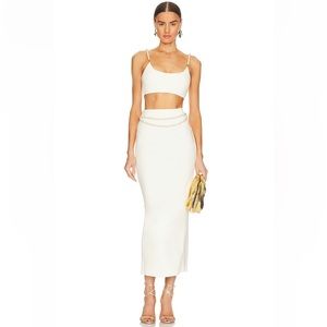 Lovers + Friends Nara Pearl Maxi Skirt & Crop Set (small top medium skirt)